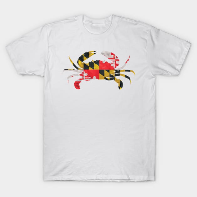 Geometric Maryland Flag Crab T-Shirt by polliadesign